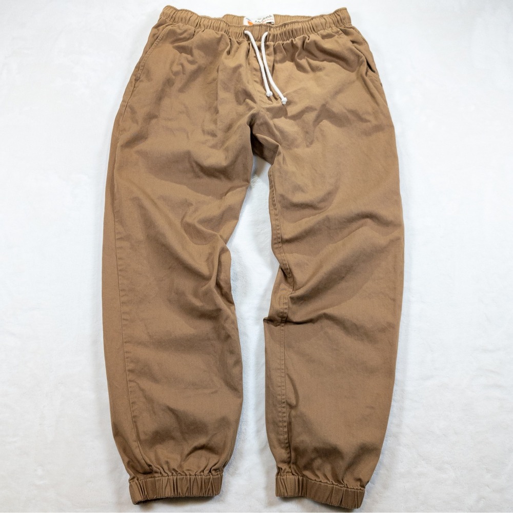 Mollusk Jeffery Jogger Pants Men L Brown Drawstring Waist Surf Coastal Beach